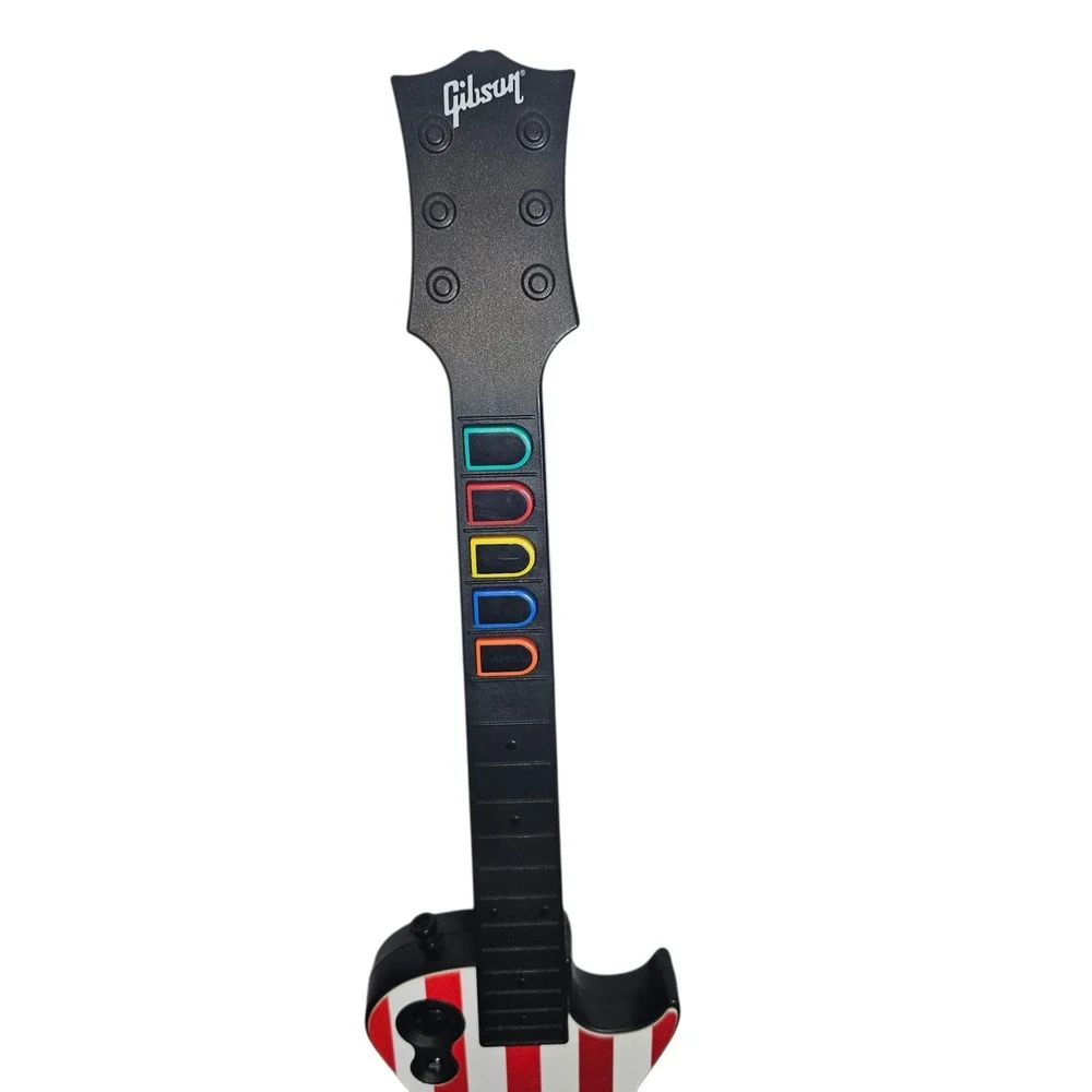 PS3 Wireless Gibson Les Paul Guitar Hero Controller Red Octane US Flag No Dongle